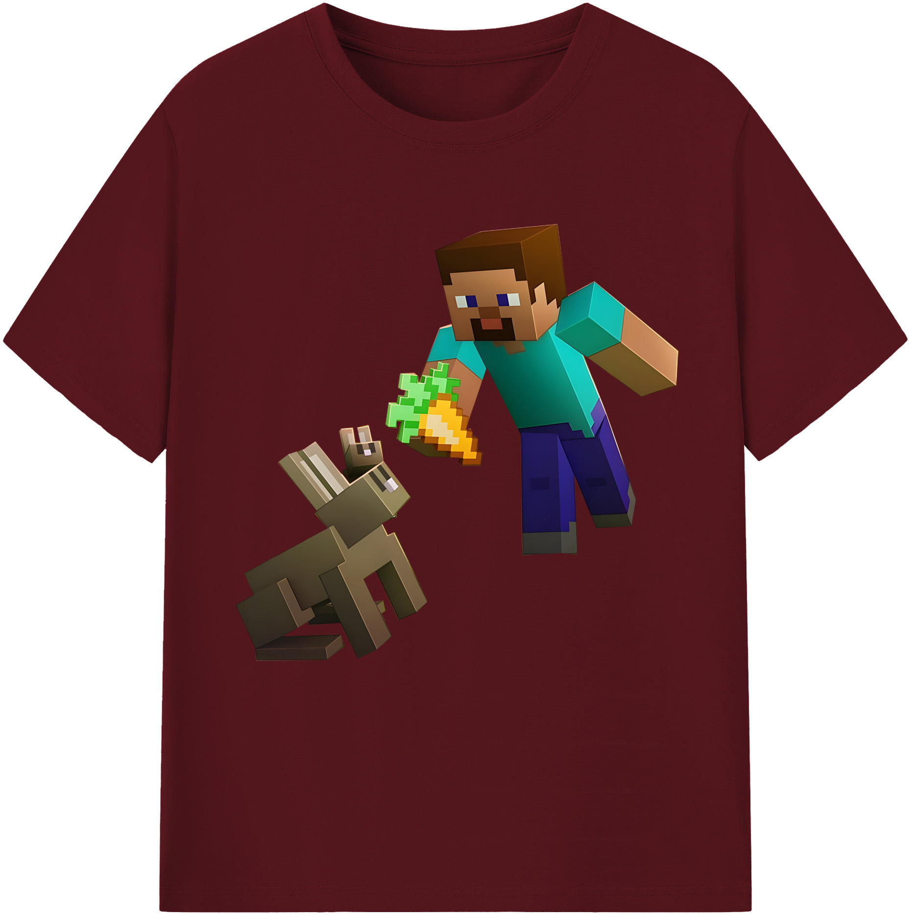 （画像用） マインクラフト ブロックの世界 Minecraft MC Block world 綿100％半袖Tシャツ（フロントプリント）